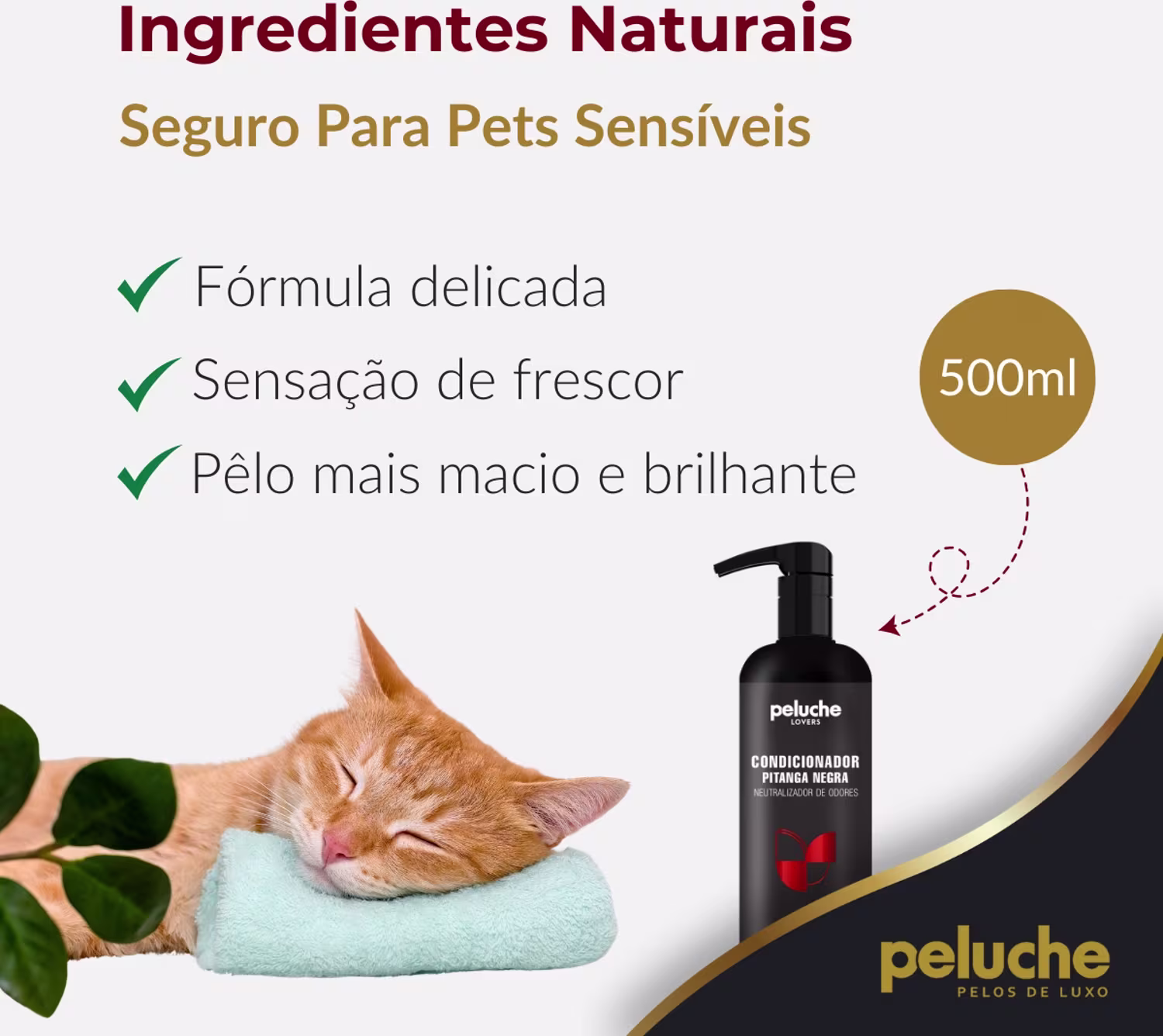 Condicionador Neutralizador de Odores Peluche Pitanga Negra, 500ml.