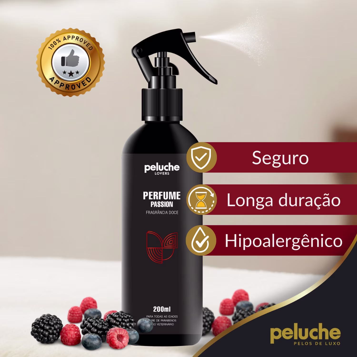 Kit Peluche Pitanga Negra Trio, 3 produtos.