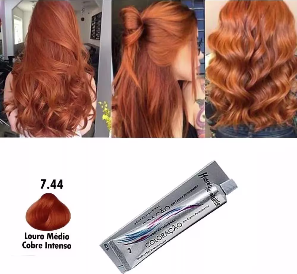 Coloração Permanente Mairibel Hidraty 7.44 Louro Médio Cobre Intenso, 60g.