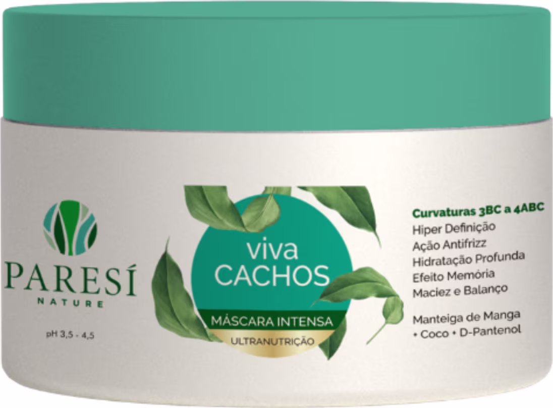 Máscara Capilar Paresí Nature Viva Cachos Intensa, 300ml.