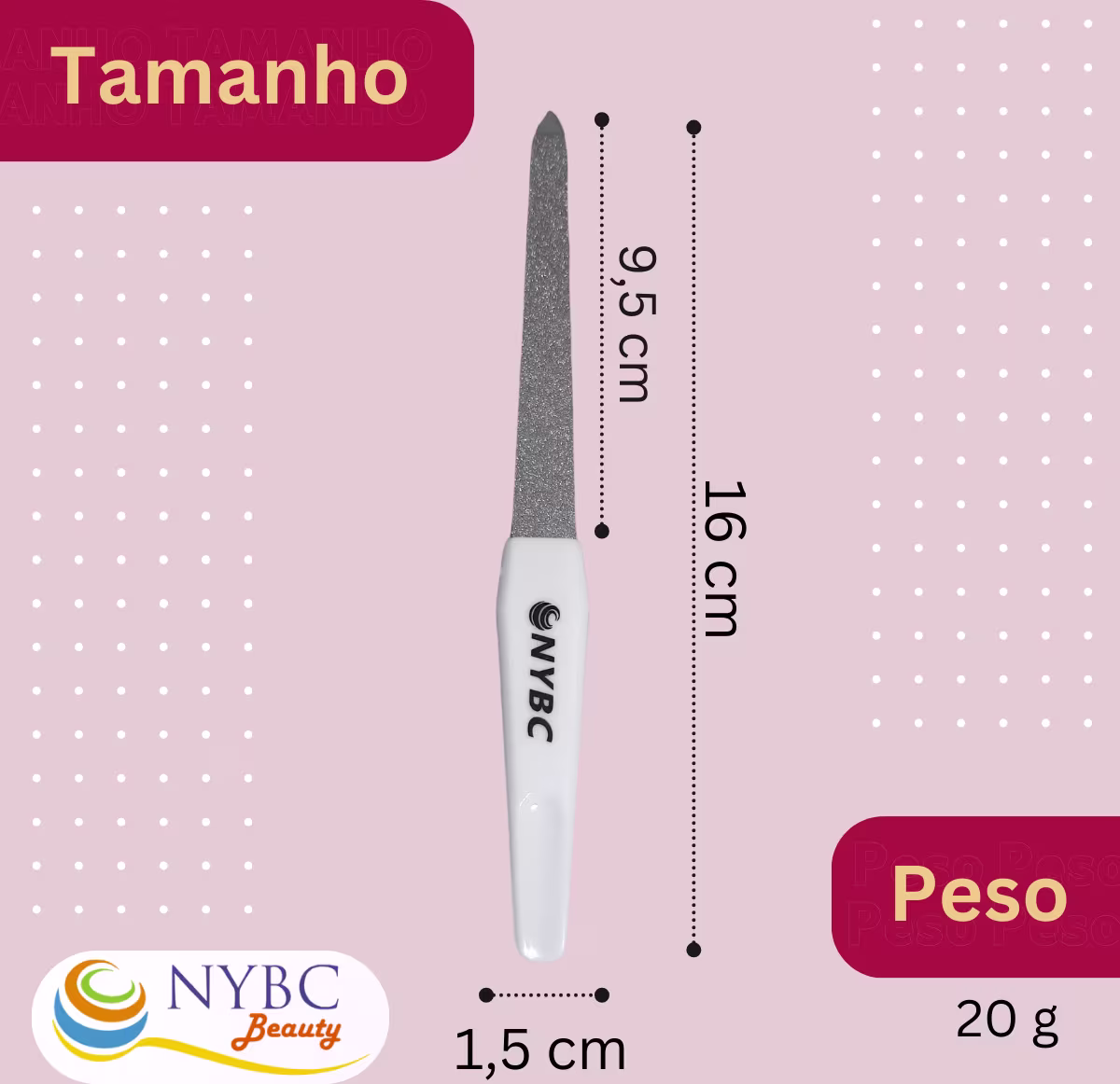 Kit NYBC Beauty Lixa para Unhas Média, 10 unidades.