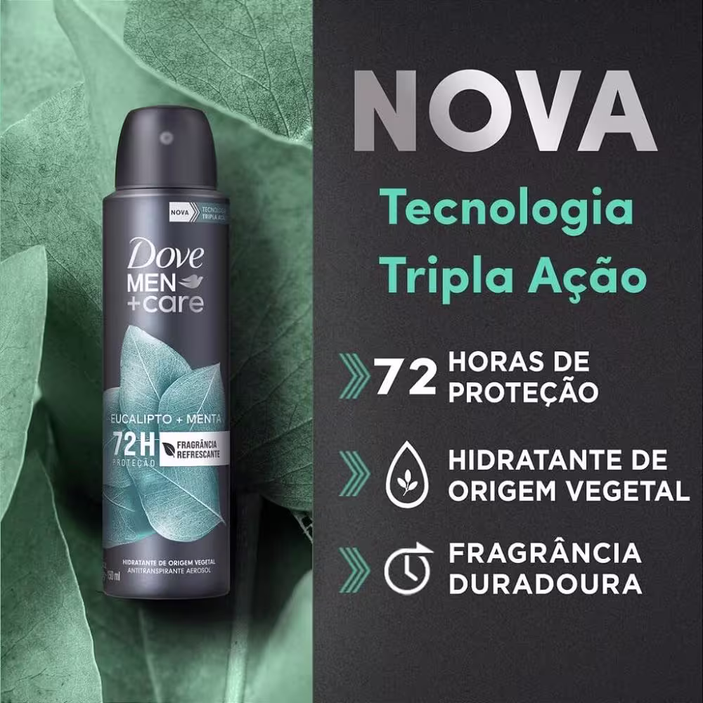 Imagem publicitária com o desodorante e um texto destacando benefícios.