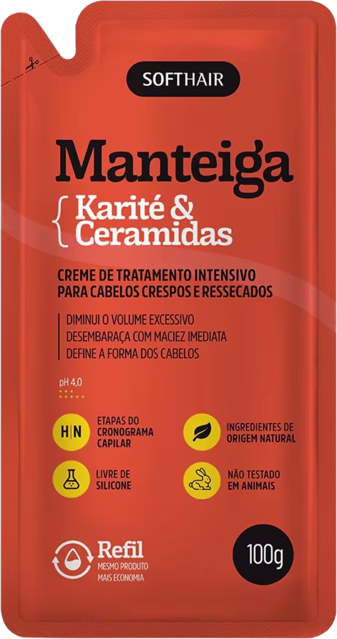 Sachê Refil Manteiga de Karité e Ceramidas Soft Hair 100g