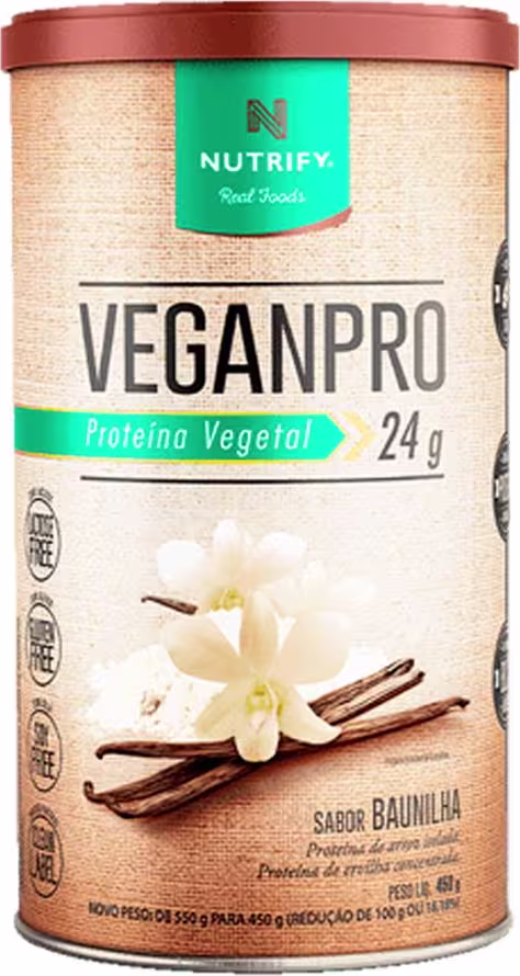 Suplemento Alimentar em Pó Nutrify VeganPro Proteína Vegetal 24g Baunilha 450g.