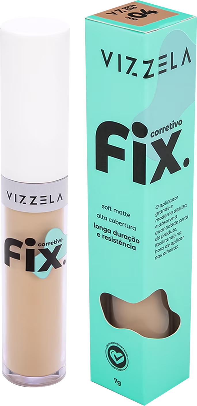Corretivo Líquido Vizzela Cosméticos Fix Cor 04, 7g.