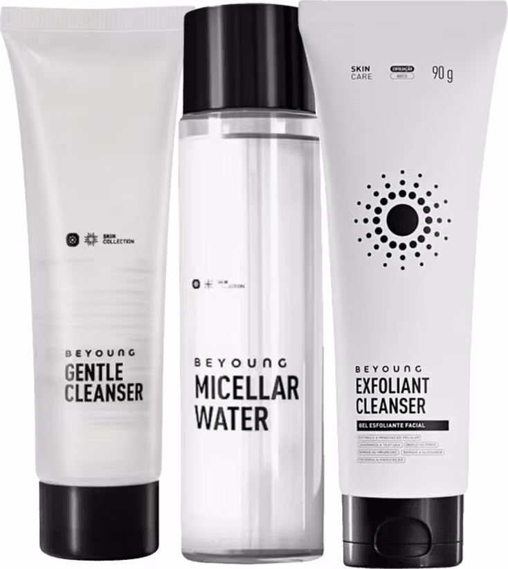Kit Beyoung com Exfoliant Cleanser Esfoliante, Água Micelar e Gel de Limpeza