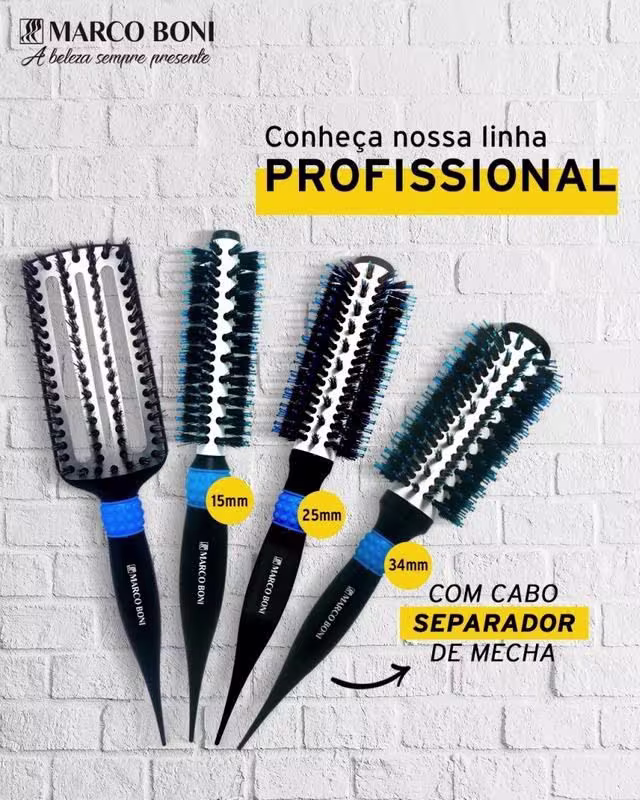 Escova de Cabelo Marco Boni Azul 25mm, 1 unidade.