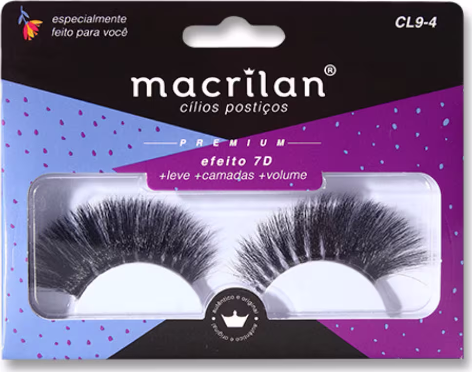 Cílios Postiços Macrilan CL9-4 Efeito 7D, 1 produto.