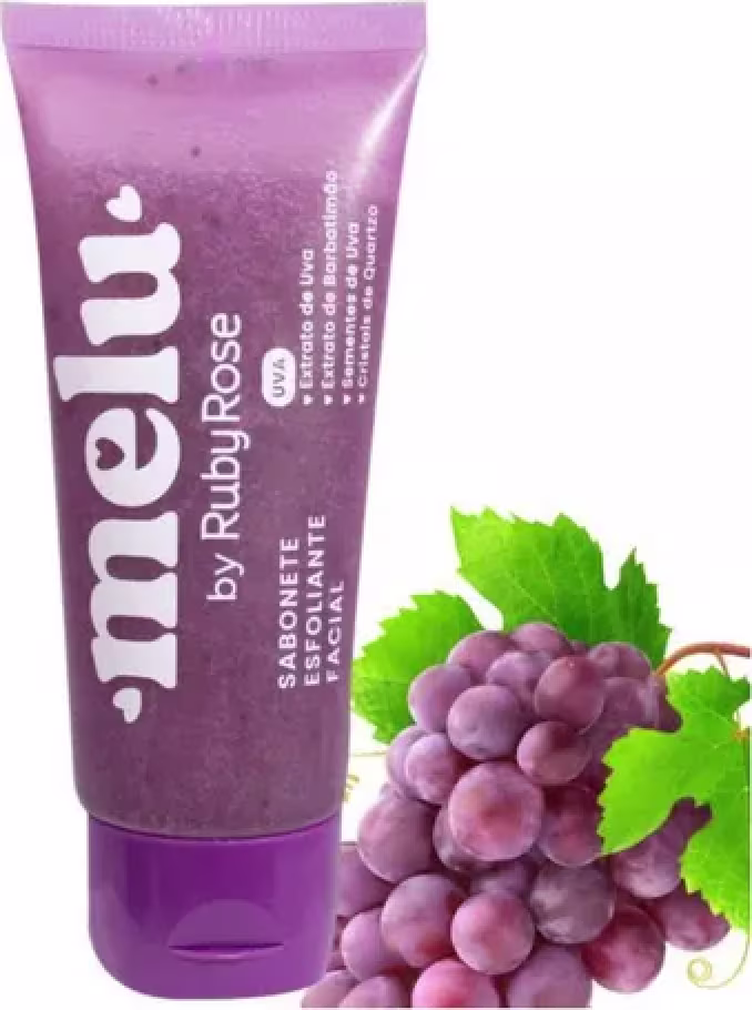 Sabonete Líquido Esfoliante Facial Ruby Rose Melu Uva, 75g.