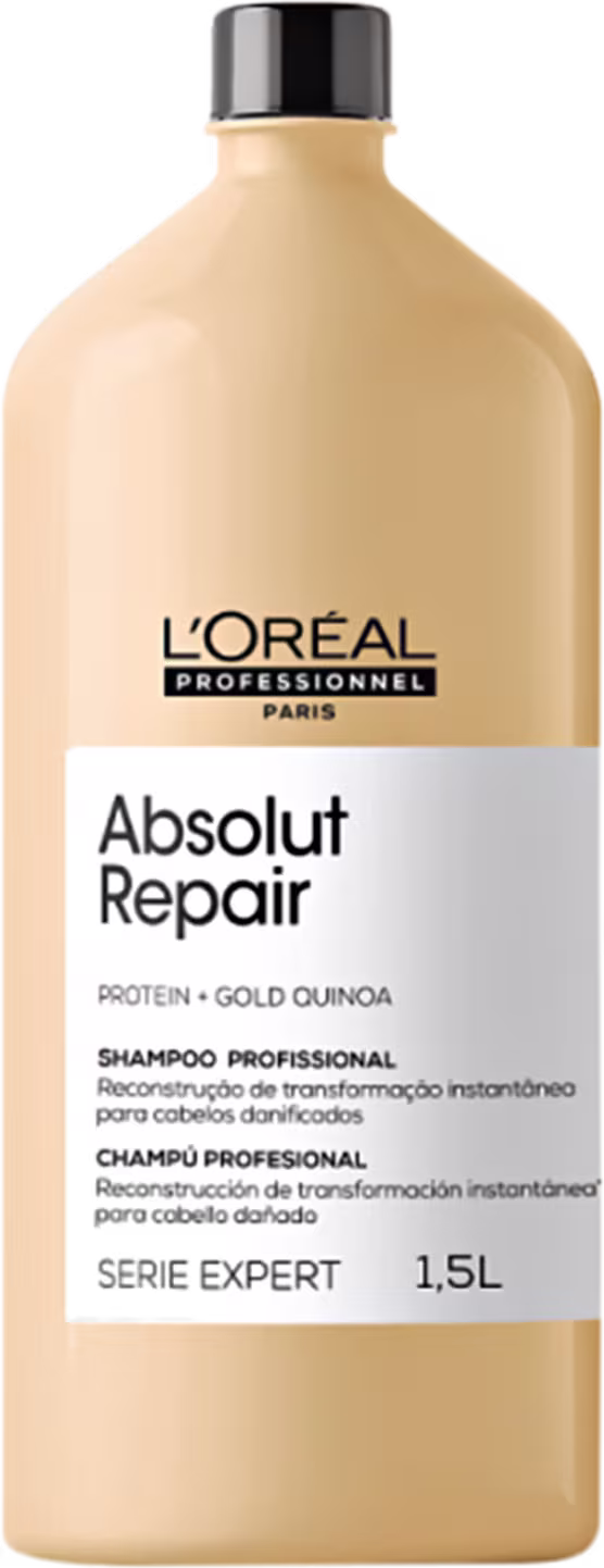 Kit L'Oréal Professionnel Serie Expert Absolut Repair Gold Quinoa + Protein Trio Care Salon, 3 produtos.