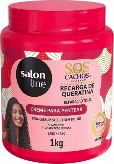 Creme para Pentear Salon Line S.O.S Cachos Recarga de Queratina. Volumetria de 1kg.