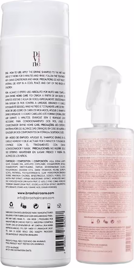 Verso dos produtos com letras miúdas contendo informações sobre formulação e uso.