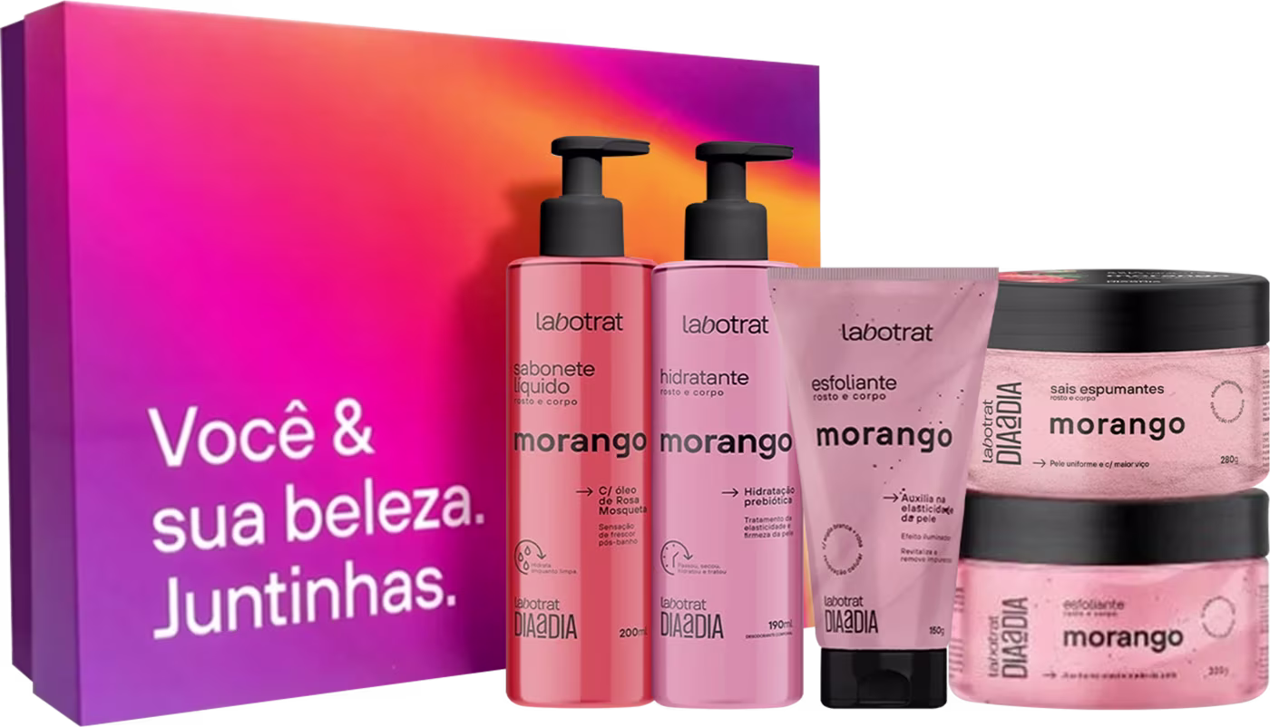 Kit Labotrat Dia a Dia Morango, 5 produtos.