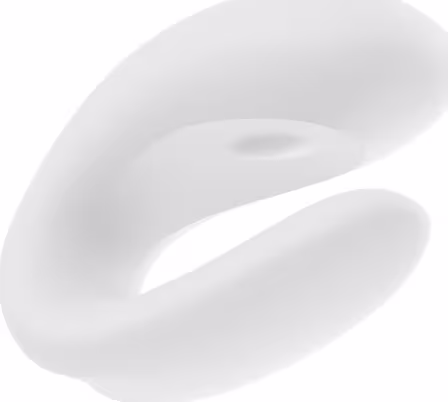 A imagem mostra um vibrador de casal branco.