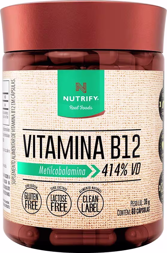Suplemento Vitamínico Nutrify Vitamina B12 Metilcobalamina 414% VD (60 Cápsulas).