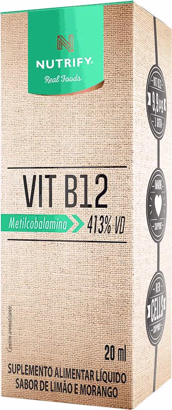 Suplemento Alimentar Líquido Nutrify VIT B12 Metilcobalamina 413% VD Limão e Morango 20ml.