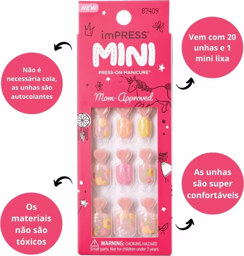 Unhas postiças Mini da marca Kiss New York.