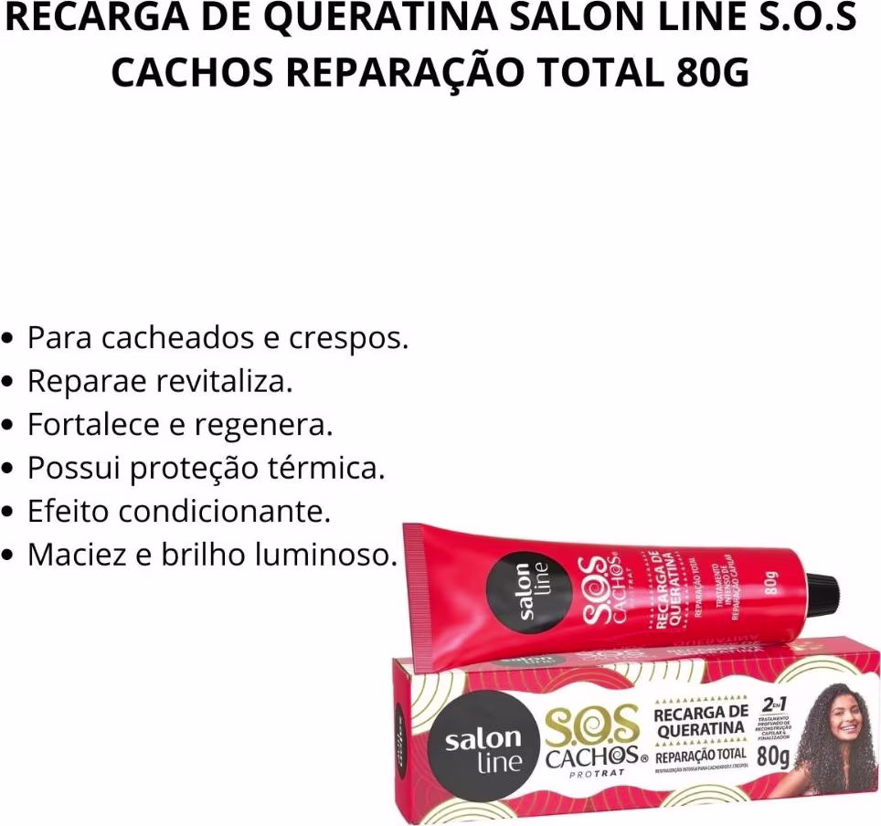 Tratamento Capilar Salon Line S.O.S Cachos Recarga de Queratina. Volumetria de 80g.