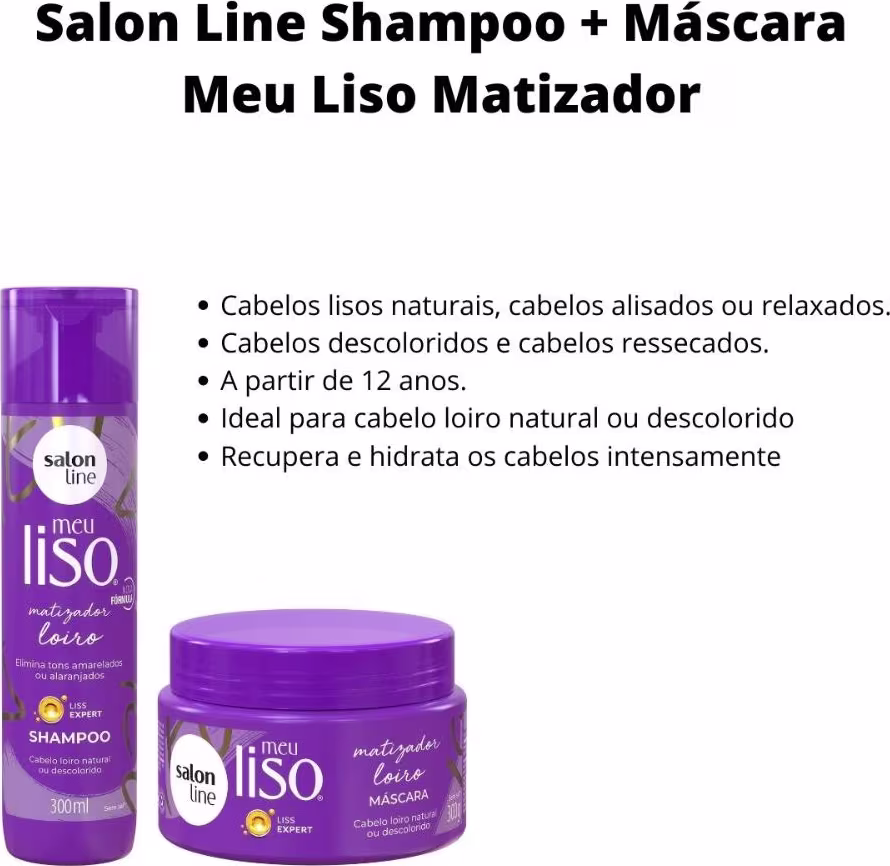 Kit Salon Line Meu Liso Matizador Loiro Duo Care. 2 Produtos.