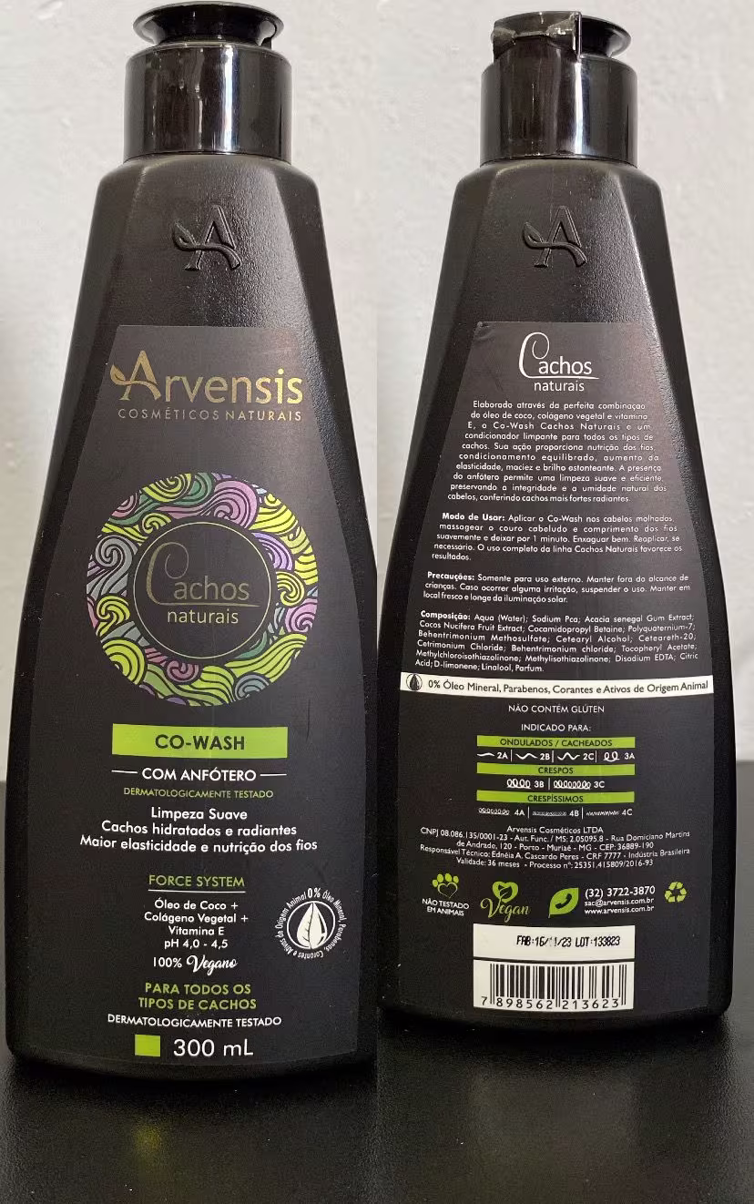 Condicionador Co-Wash Cachos Naturais Arvensis Cosméticos Naturais. Volumetria 300ml