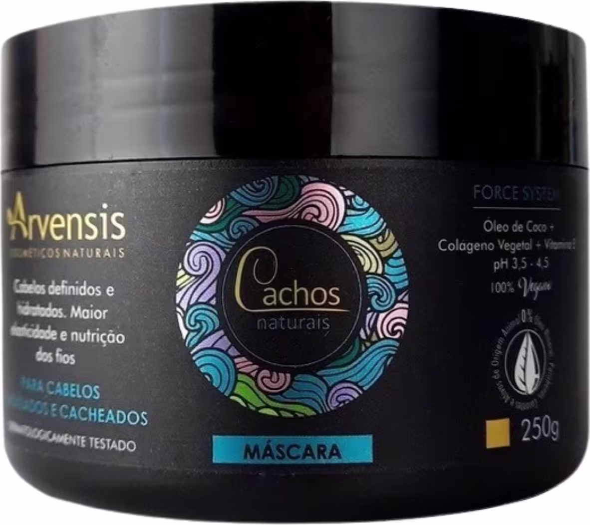 Máscara Capilar Cachos Naturais Ondulados e Cacheados de Arvensis. Volumetria 250g