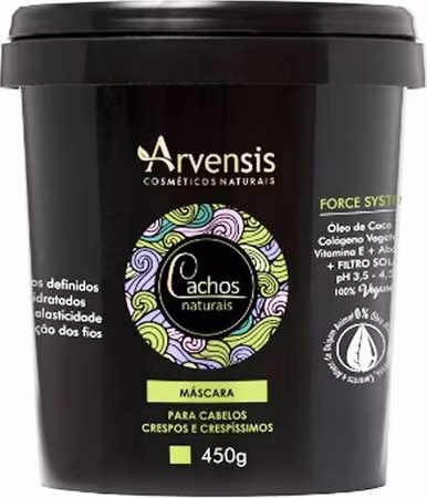 Máscara capilar Cachos Naturais Crespos e Crespíssimos de Arvensis. Volumetria 450g