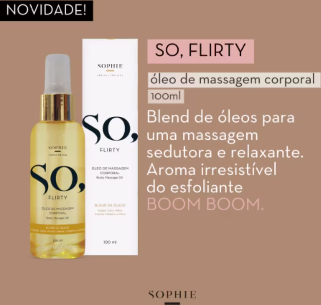Óleo de massagem corporal 100ml. Blend de óleos para uma massagem sedutora e relaxante. Aroma irresistível do esfoliante BOOM BOOM.