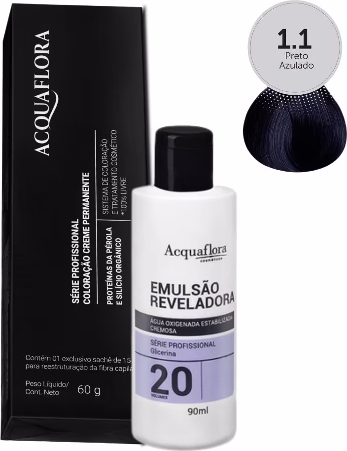 Coloração Acquaflora 1.1 60g + Água Oxigenada 20 Volumes 90ml