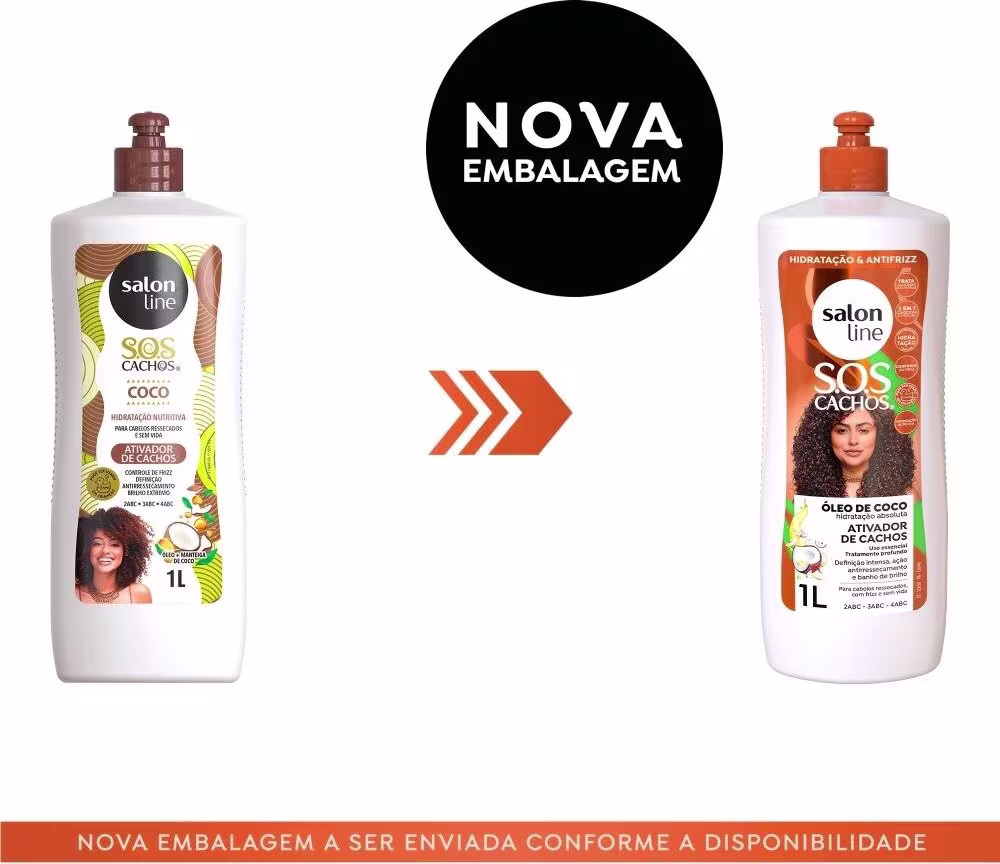 Ativador de Cachos Salon Line S.O.S Cachos Óleo de Coco. Volumetria de 1L.