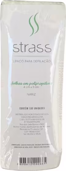 A imagem mostra uma embalagem branca com 100 unidades de lenço depilatório pra nariz.