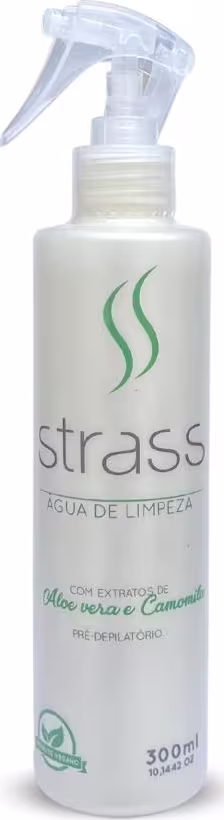 A imagem mostra um frasco spray de cor branca com letras cinzas e verde.