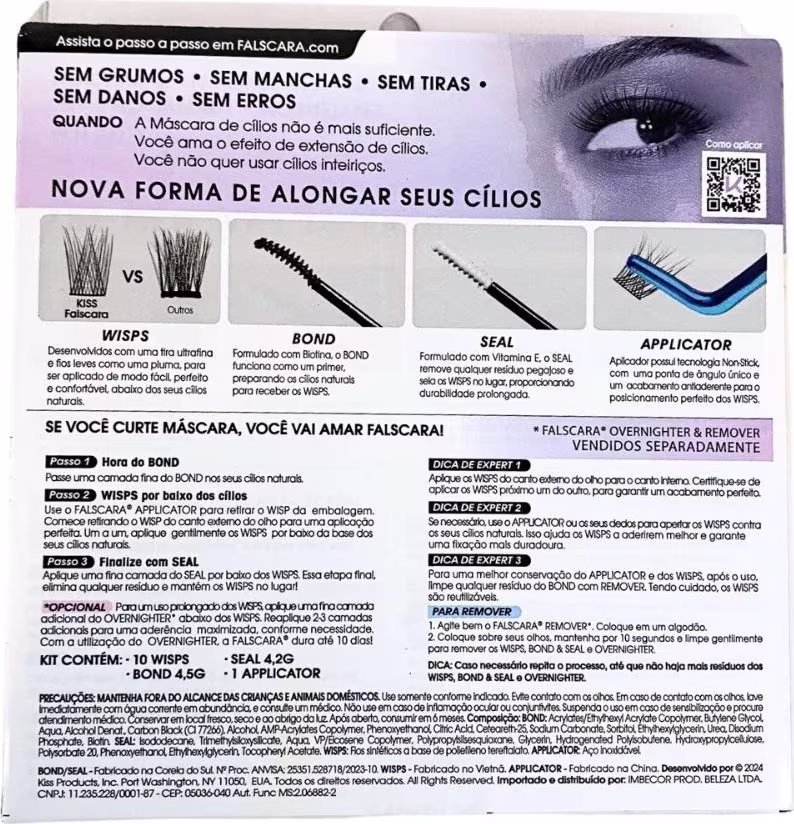 Kit de extensão de cílios com cola, aplicador e mechas de cílios da New York na BLZ.