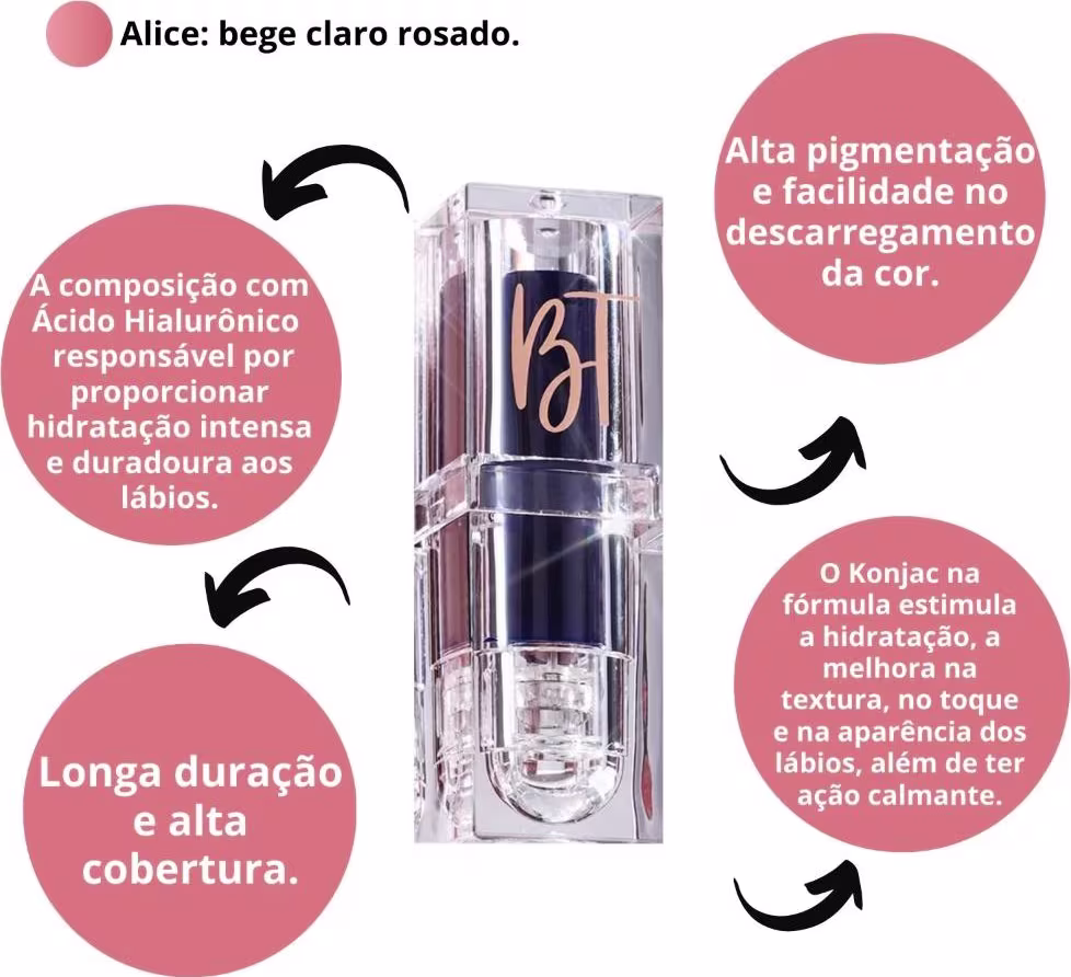 Batom Bruna Tavares Bt Lux + Alice, 4g.