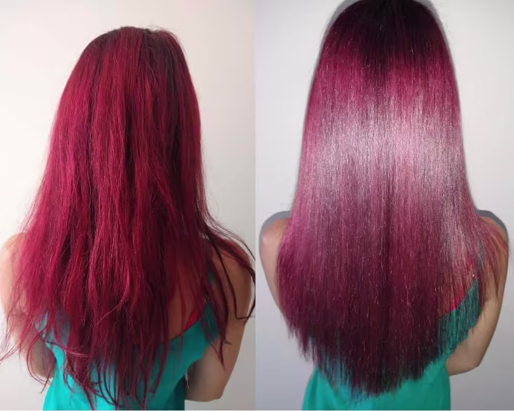 A imagem mostra antes e depois do uso do Kit Borabella