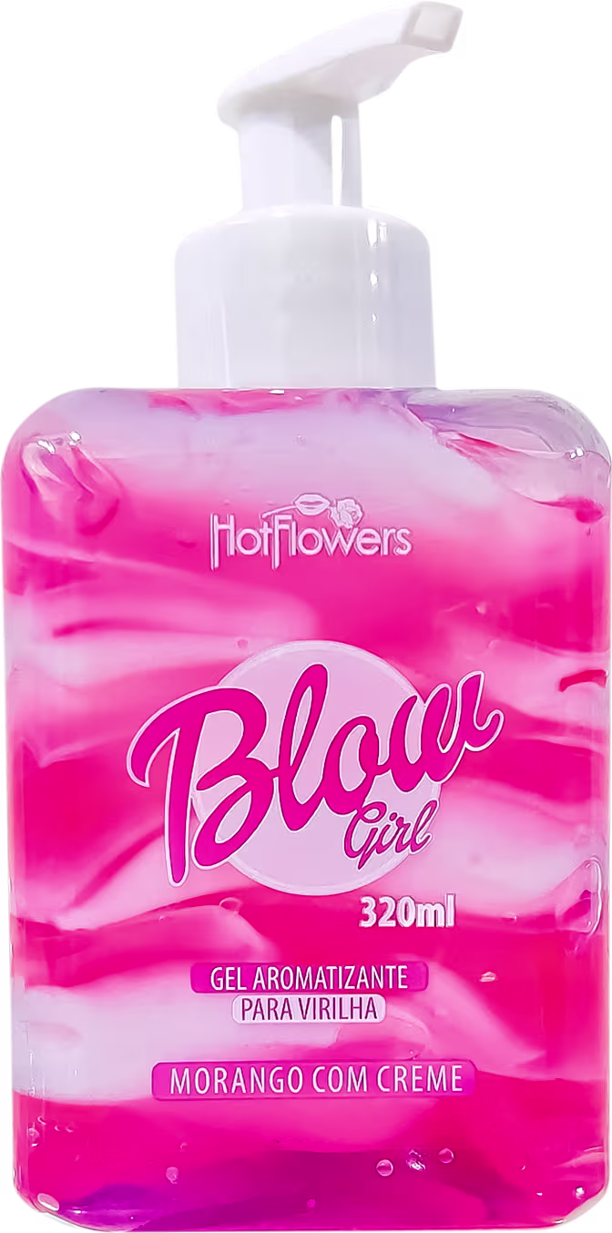 A imagem mostra o Gel Hidratante para Virilha Blow Girl Morango com Creme da marca HotFlowers.