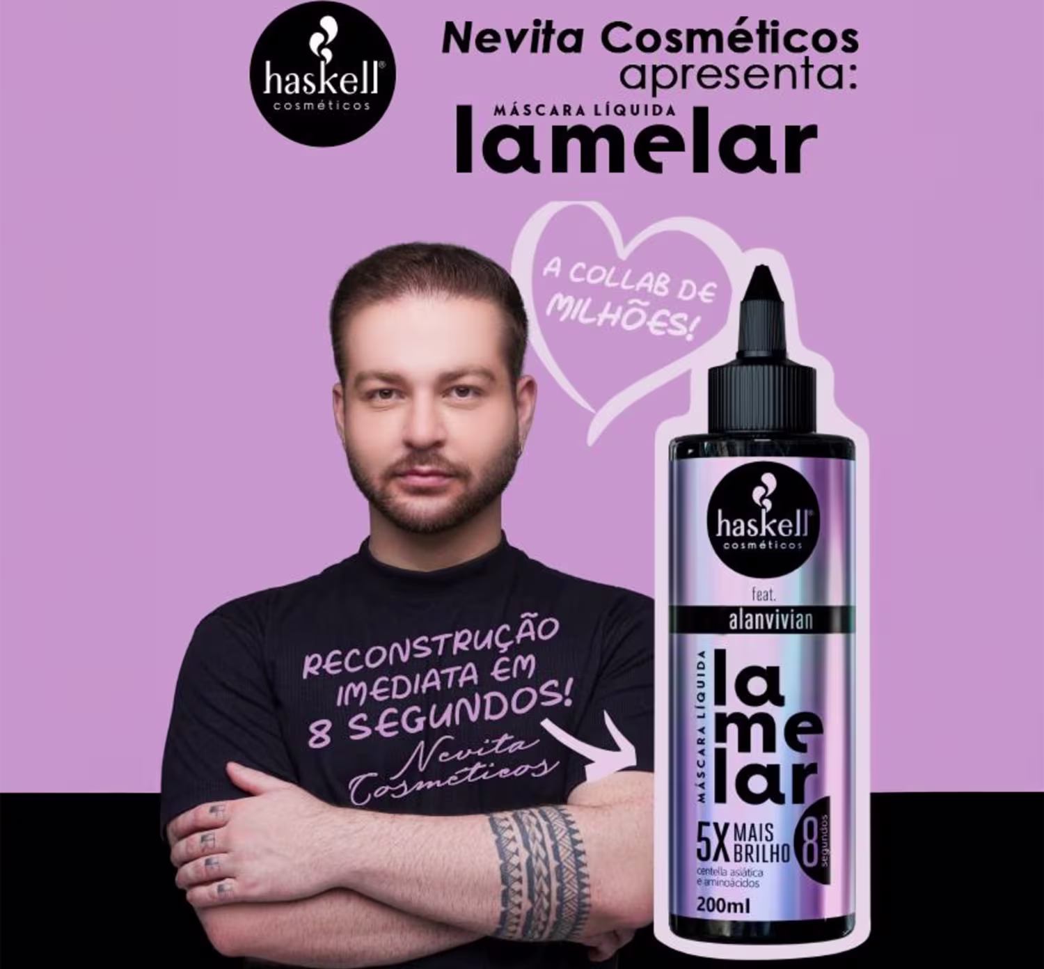 Kit Haskell Liso Com Força + Lamelar, 3 produtos.