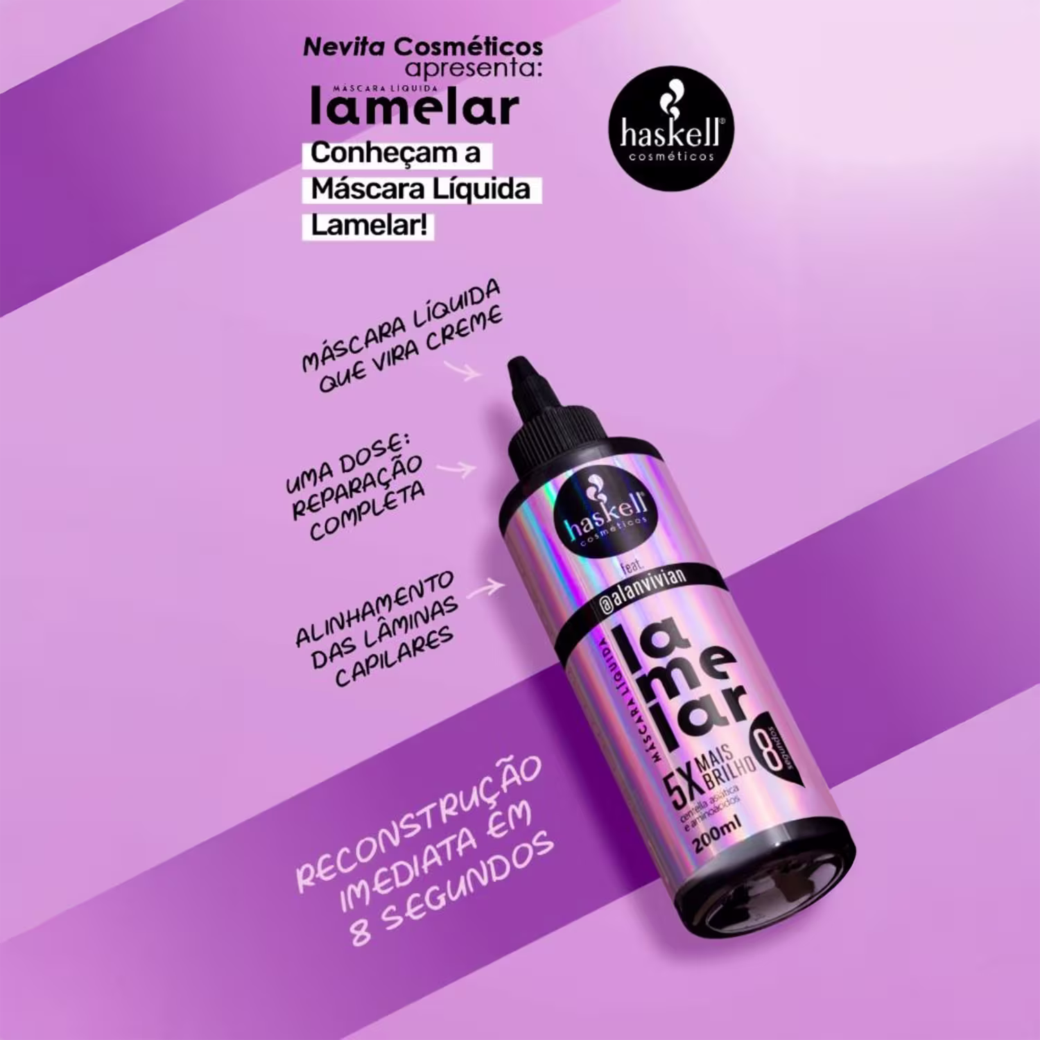 Kit Haskell Liso Com Força + Lamelar, 3 produtos.
