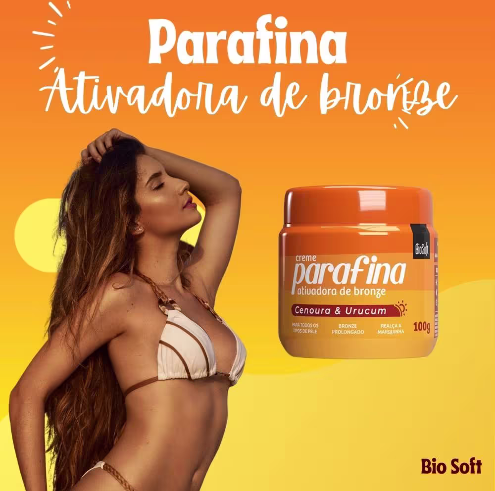 Creme Ativador de Bronze Bio Soft Parafina Cenoura & Urucum, 100g.