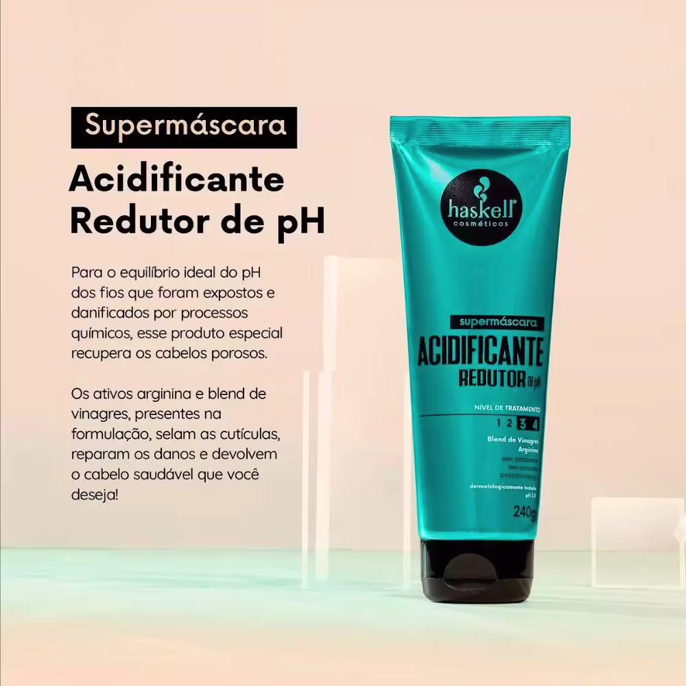 Kit Haskell Acidificante + Cumbuca + Pincel, 3 produtos.