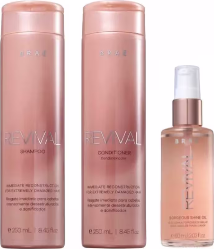 Kit Braé Revival Gorgeous Shine Trio Care, 3 produtos.