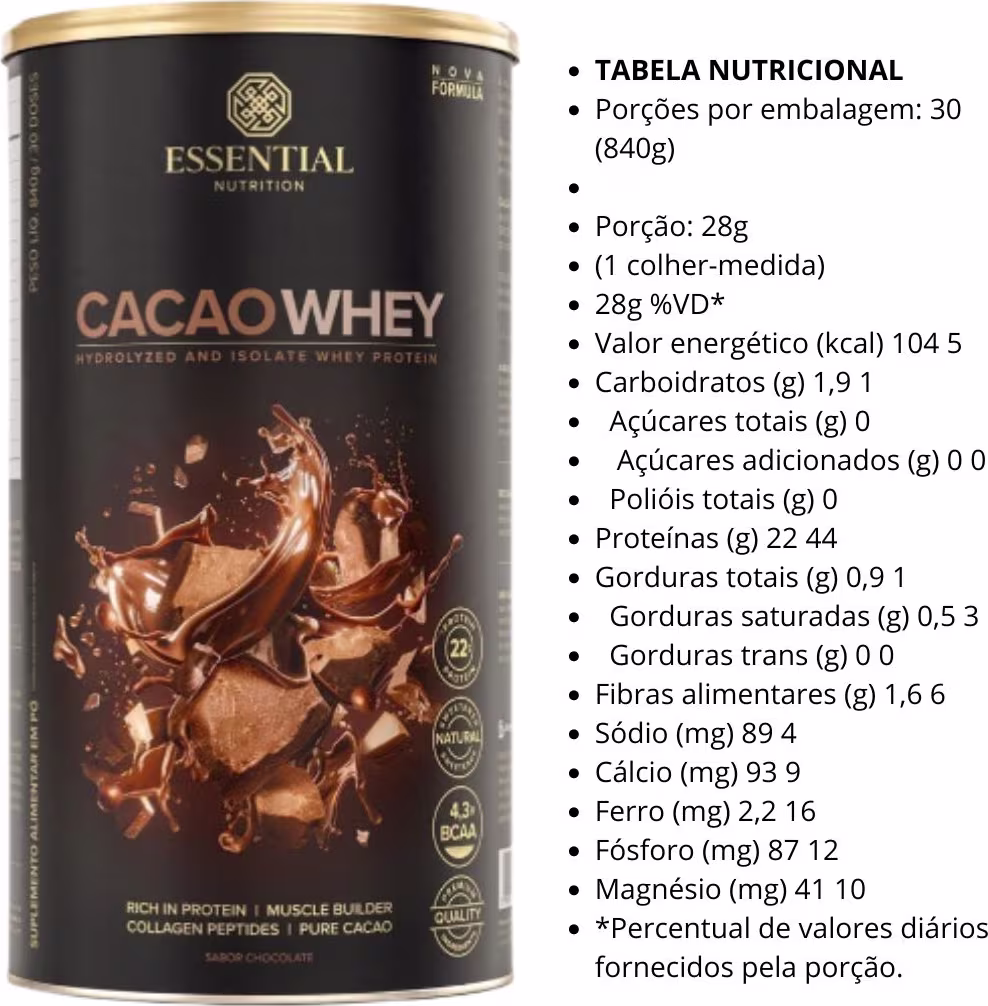 A imagem mostra a tabela nutricional do produto.