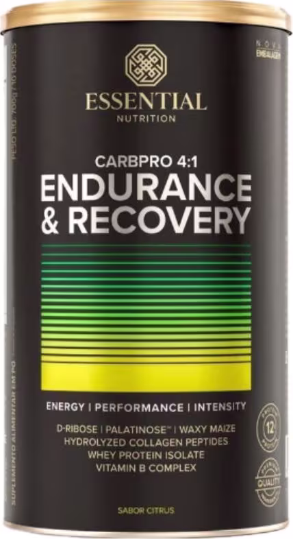 A imagem mostra uma lata de suplemento com rótulo preto e letras pratas e beges.