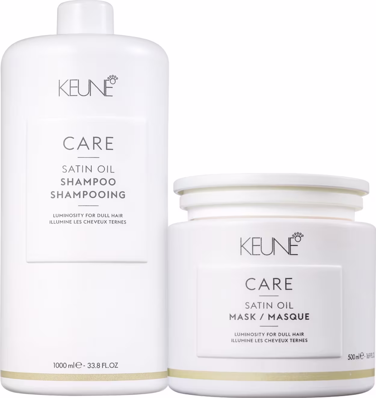 Kit Keune Care Satin Oil Shampoo e Máscara Duo + Pump, 3 produtos.
