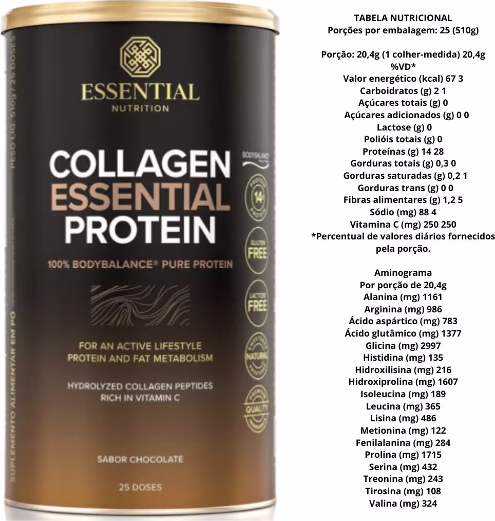 A imagem mostra o produto ao fundo e a tabela nutricional do produto.