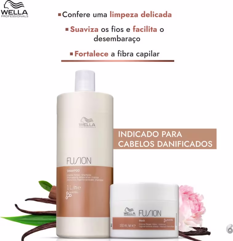 Limpeza delicada, suaviza os fios, fortalece.