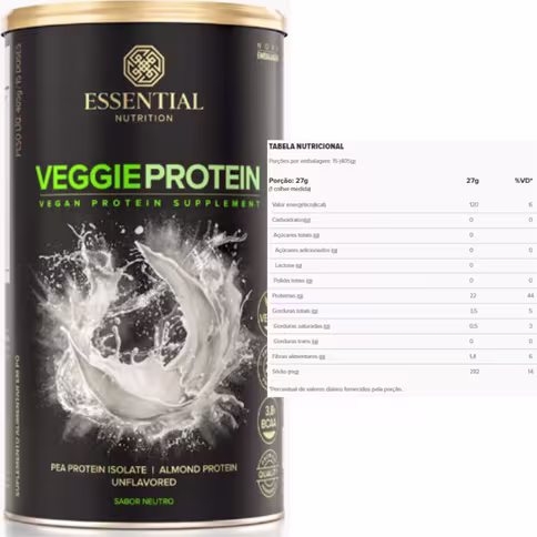 A imagem mostra o produto ao lado da tabela nutricional do produto.