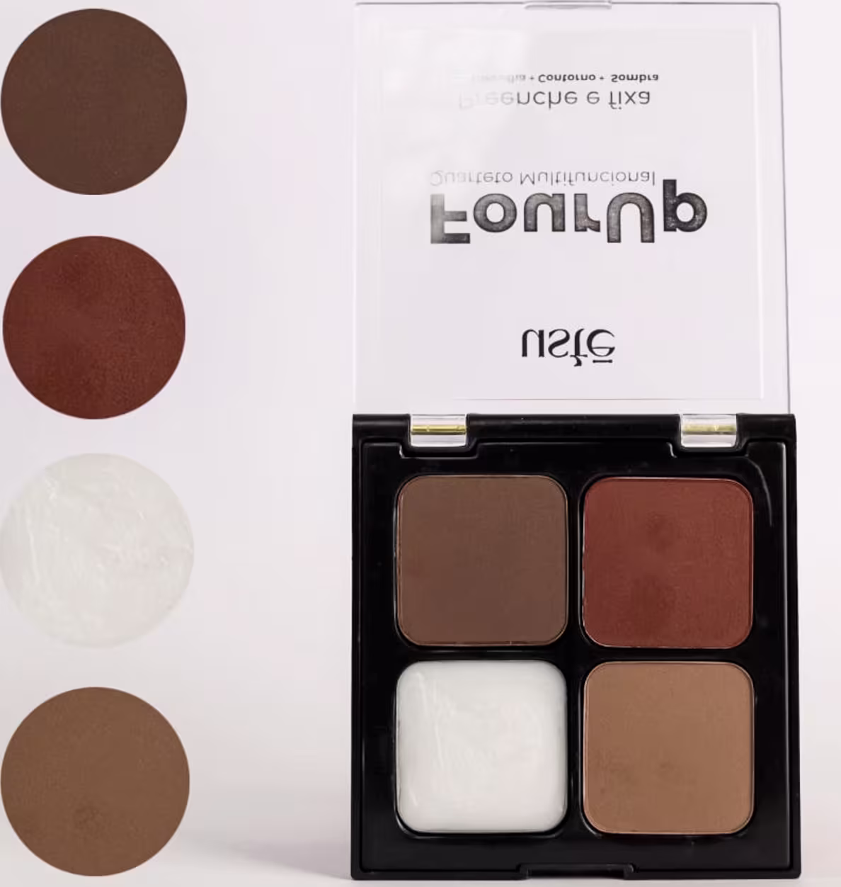 A imagem mostra a paleta e  ao lado, há cinco círculos soltos nas mesmas tonalidades das sombras.