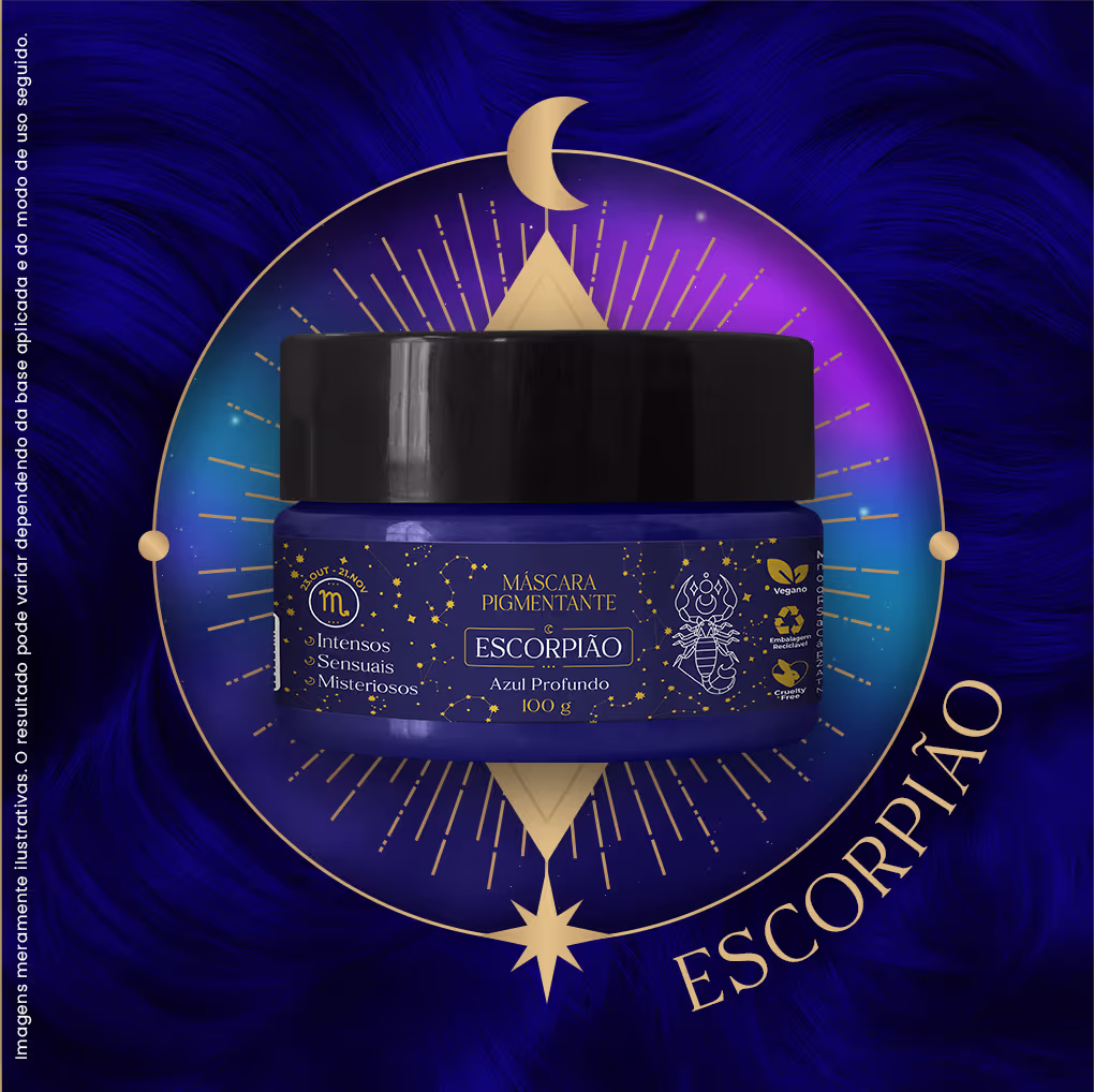 Máscara Pigmentante Capilar Kamaleão Color Signos Escorpião Azul Profundo, 100g.