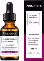 Frasco de vidro com conta-gotas contendo um sérum facial da marca Principia. 