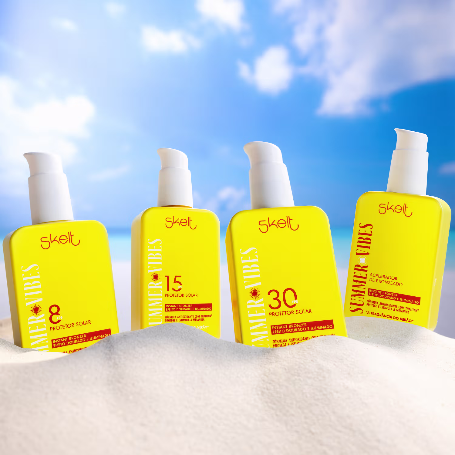 Protetor Solar Skelt Summer Vibes Instant Bronzer FPS 8, 170ml.